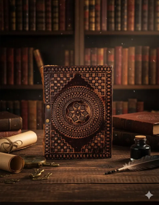 สมุดบันทึกหนังลายนูนสไตล์วินเทจ พร้อมอัญมณีและกุญแจล็อค สมุดบันทึกโบราณทำมือ สมุดจดบันทึกสไตล์เรโทร ของขวัญ - Product Image 6