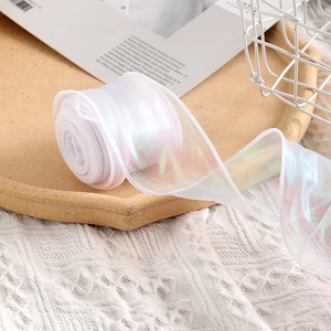 ริบบิ้นผ้าโปร่งบางยาว6ซม. 10หลาสีทึบสีสันสดใสสดใสแบบลอนสำหรับห่อช่อดอกไม้งานแต่งงาน - Product Image 5