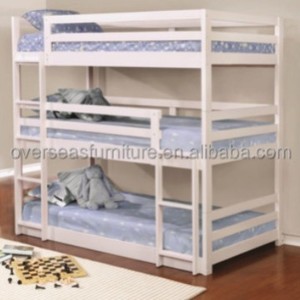 Childrens Solid <b>Wood</b> <b>Bunk</b> <b>Bed</b> Three Tier With Steps Eco Friendly Varish Bedroom Furniture For Kids - Product Image 3