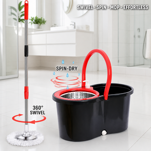 Juego de Mopa Giratoria 360° con Cubeta Portátil, Mopa de Microfibra para <span class=keywords><strong>Limpieza</strong></span> de Pisos, para Hogar, Sala de Estar y Baño - Product Image 4