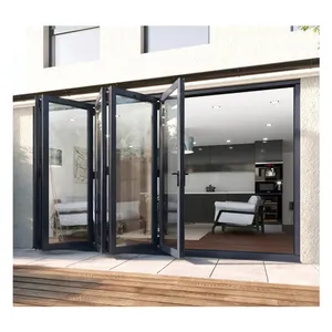 Hihaus New Villa Double Glazed Accordion Fold Patio Glass Aluminium Bifold Door