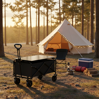 Table de voyage pliable en acier respirant et écologique à quatre roues tout-terrain, réglable, avec plateau en maille, pour le shopping et les déplacements, OEM Tinry