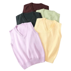 Gilet <span class=keywords><strong>sans</strong></span> manches en tricot pour adolescentes et étudiantes, <span class=keywords><strong>pull</strong></span> col en V pour femmes, hauts féminins - Product Image 1