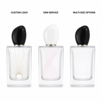 Flacon de parfum vide en verre 30 ml, bouchon noir, fond épais transparent, flacon pulvérisateur rechargeable, vente en gros, logo personnalisé