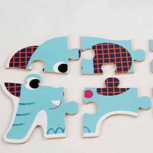 Kids Safe 6-pieces Cartoon DIY Toy Vehicles Animals Shaped Wooden Jigsaw <b>Puzzles</b> for Toddlers 2-4 Years - Product Image 2