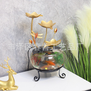 Pecera de cristal creativa con fuente de agua corriente, forma redonda, funcionamiento automático, para escritorio, sala de estar, entrada, mueble de TV - Product Image 2