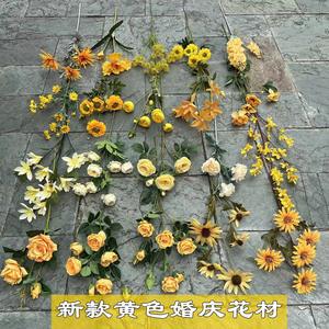 LE-128 Fabricants de <span class=keywords><strong>fleurs</strong></span> artificielles <span class=keywords><strong>Fleurs</strong></span> de mariage jaunes <span class=keywords><strong>Fleurs</strong></span> en soie jaunes pour les centres de table décoratifs - Product Image 4