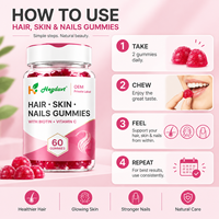 Gummies vitaminés pour adultes : Cheveux sains, peau éclatante, ongles plus forts, soutien à la vitamine C, forme personnalisée, 60 unités, OEM HALAL