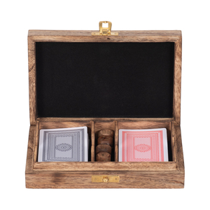 Scatola in legno per carte con dettagli in ottone, set di giochi da tavolo classici per la casa e il soggiorno - Product Image 3