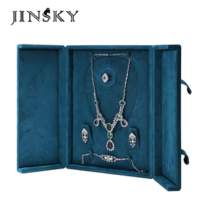 Custom Logo Luxury Suede Jewelry <b>Box</b> Double Door Design Necklace <b>Earring</b> Ring Bracelet Gift Display <b>Box</b> Wholesale - Product Image 1