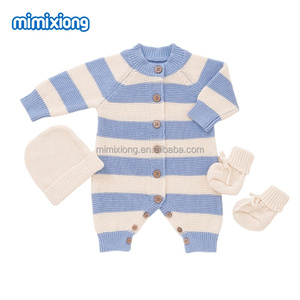 Conjunto de Mameluco y Zapatos a Rayas <span class=keywords><strong>para</strong></span> Bebé Mimixiong, 3 Piezas, Algodón, Caja de Regalo Clásica, Ropa de Punto Suave <span class=keywords><strong>para</strong></span> Recién Nacidos, Niño o Niña - Product Image 2