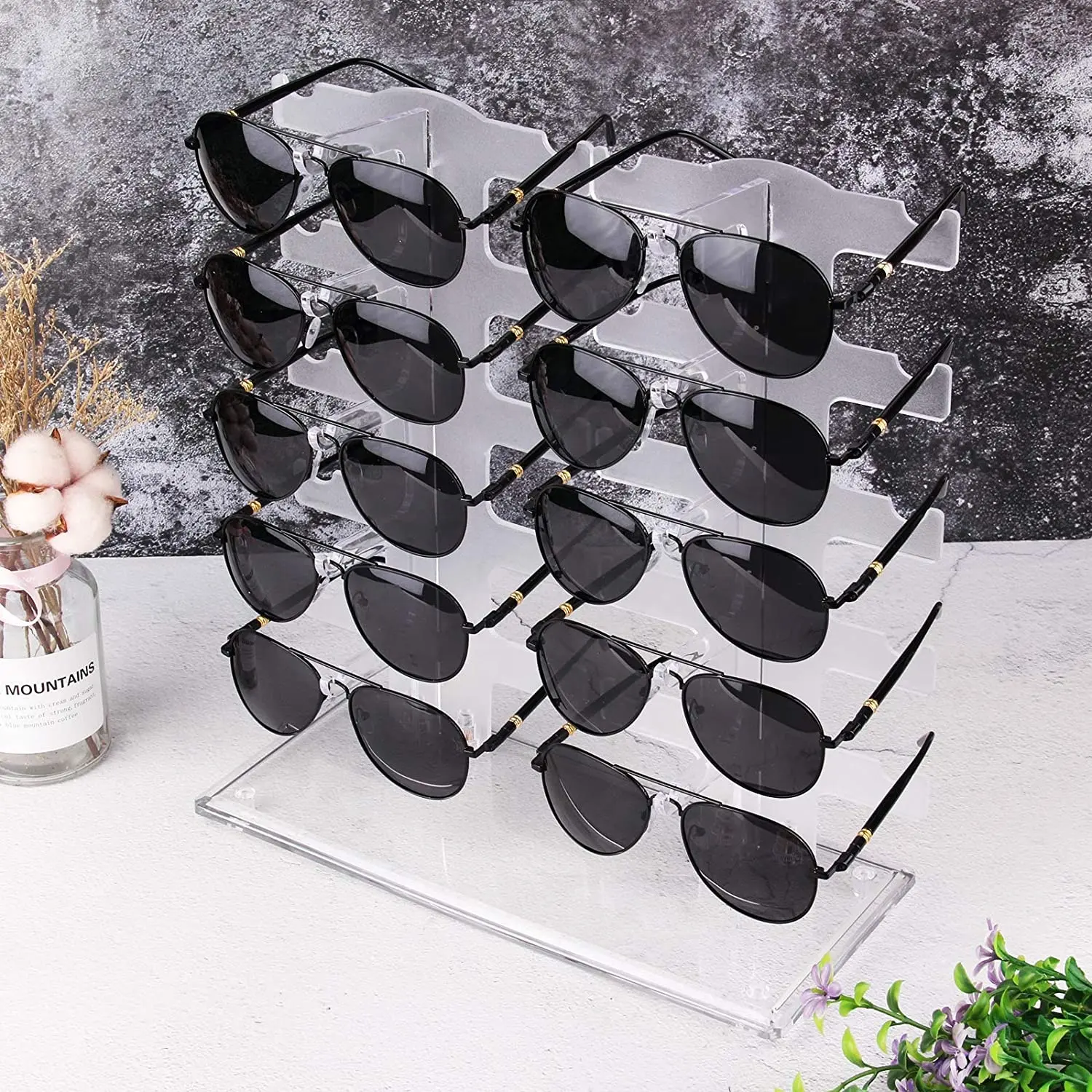 2 Row Sunglasses Rack Holder Glasses Display Stand Transparent sunglasses organizer
