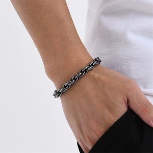 Custom Hip Hop <b>Mens</b> Stainless Steel Bracelet Jewelry Vintage Fashion Rope Chain Bracelet - Product Image 2