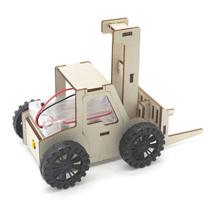 Wooden Forklift <b>Diy</b> <b>Kit</b> Battery Operated Stem Education Toy For 4-6 Years Old Kids - Product Image 1