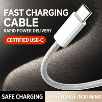 Nylon Geflochtenes 60W USB-C zu C PD Schnellladekabel Langlebig Bruchsicher OEM ODM Verfügbar für Großbestellungen