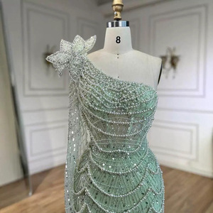 S2381L <span class=keywords><strong>verde</strong></span> <span class=keywords><strong>monospalla</strong></span> elegante coda di sirena con perline stile foresta piccoli banchetti freschi feste <span class=keywords><strong>abito</strong></span> da sera da donna - Product Image 4