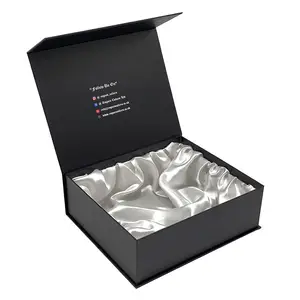 Custom Luxe Magnetische Zijde Gevoerde Doos Verpakking Satijn Gevoerd Cadeau Haar Bundel Verpakking Met Satijnen Voering Binnen