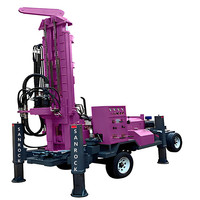 Foreuse de puits d'eau montée sur remorque, machine de forage d'eau portable de 200 m de profondeur