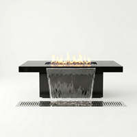 Table de foyer extérieur autoportante moderne en acier inoxydable avec fontaine à eau à gaz, écologique, couleur personnalisable pour patio