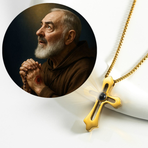 Giveluck thép không gỉ Zircon St. padre Pio chiếu chéo Mặt dây chuyền stigmata kinh Mân Côi Thiết kế kính lúp quang học cho cầu nguyện - Product Image 6