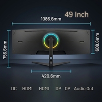 Moniteur de jeu incurvé ultra-large 49 pouces 32:9 144Hz 3840x1080 1ms avec éclairage RGB pour arène d'e-sport professionnelle - Vente en gros