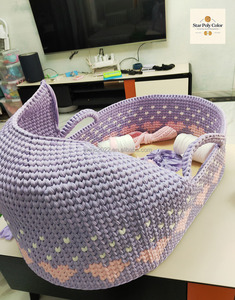 Mejor venta hecho <span class=keywords><strong>a</strong></span> <span class=keywords><strong>mano</strong></span> Crochet recién nacido cuna bebé cambio de pañales cesta estrella Poly Color mejor solución de almacenamiento para recién nacidos - Product Image 5