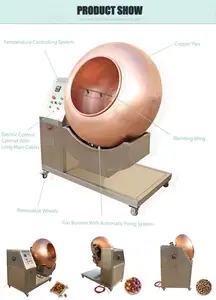 Pecan Peanuts Sugar Rotary Pan Coating And Roasting Machine Snack Flavor Copper Coating Machine