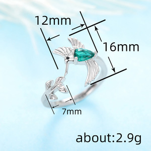 Anello T0173 Hummingbird da Donna con Zirconia Cubica Creata in Laboratorio, Pietra a Goccia con Incastonatura a Griffe, Anelli alla Moda da Regalo - Product Image 4