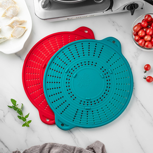 Passoire de cuisine en silicone à poignée avec passoire et passoire en maille résistant à l'huile pour couvercle de casserole et égouttage des légumes - Product Image 4