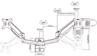 Support de rehaussement pour ordinateur à double écran Bras mécanique universel 32 pouces pour écran horizontal rotatif réglable