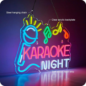 Karaoke Night Letreros Neon LED indoor hanging ambient light shop <b>sign</b> wall decoration light entrance indicator light Customized - Product Image 2