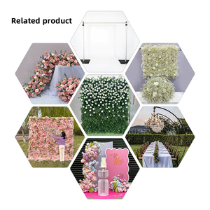 ดอกกุหลาบผ้าไหมสีขาวและฉากหลังสีเขียวประดิษฐ์ผนังดอกไม้ม้วนขึ้นสำหรับตกแต่งงานแต่งงาน - Product Image 5