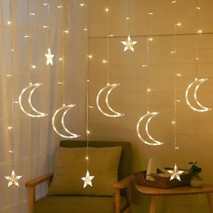 8 chế độ trong nhà ngoài trời giáng sinh ramadan Cổ Tích đèn <span class=keywords><strong>Led</strong></span> mặt trăng sao rèm cửa sổ Icicle chuỗi đèn cho kỳ nghỉ trang trí - Product Image 6