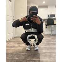 Survêtements d'hiver personnalisés pour hommes en polyester/nylon, ensemble veste coupe-vent zippée patchwork et pantalon de jogging, unisexe, réfléchissant, design 2-en-1