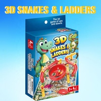 Jeu de société KSF 3D Mini Serpents et Échelles en plastique pour enfants, amusement familial avec échelles et toboggans interactifs