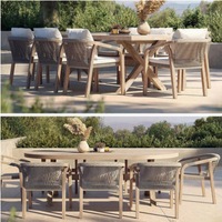 Muebles de Jardín Duraderos para Patio, Hotel o Jardín, Personalizados, Modernos, de Madera de Teca Sólida con Estructura de Aluminio, Comedor para 6 Personas CASA
