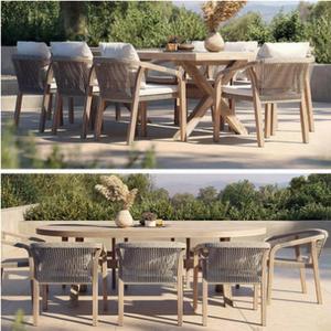 Meubles de loisirs durables pour l'extérieur, cour, hôtel, jardin, personnalisés, modernes, en teck massif, avec structure en aluminium, table à manger 6 places CASA - Product Image 4