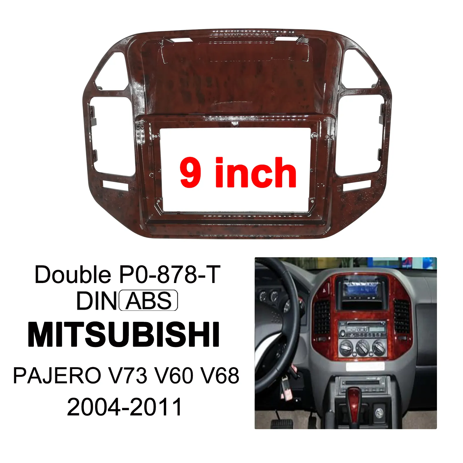 Mobil DVD Bingkai Pemain Plastik ABS 9 Inch Dash Kit Fasia untuk Mitsubishi Pajero V73 V60 V68 2004 2005 2006 2007 2008 2009 2010