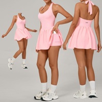 Terbaru pakaian Golf wanita pakaian tenis Yoga olahraga gaun tenis dengan Built-in kantong dalam celana pendek