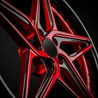 Jantes en alliage forgé de luxe 2 pièces, centre rouge bonbon, bord noir brillant, concaves profondes, pour Mercedes Benz AMG