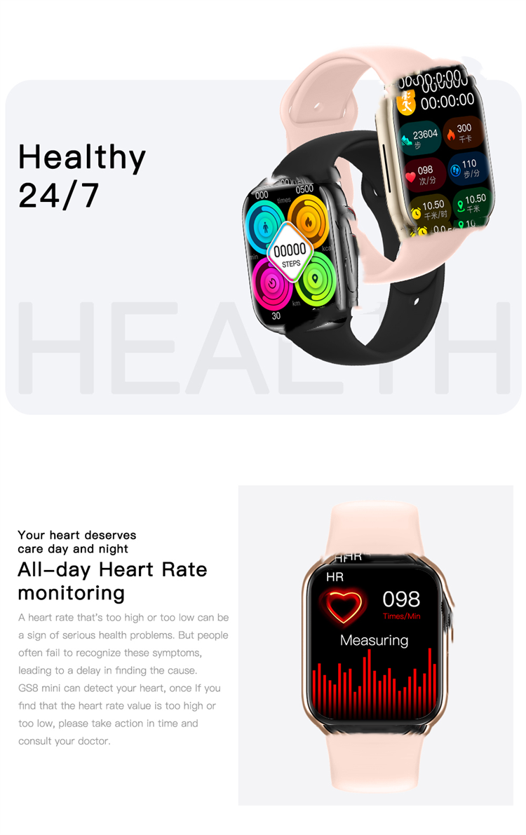 Full Touch 1.77 inch GS8 mini Smart Watch Series 8 Reloj Inteligente IP68 waterproof Smartwatch seri 8 GS8mini with NFC