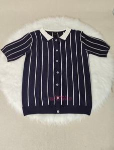 Polo décontracté pour <span class=keywords><strong>homme</strong></span> en polyester à rayures bretonnes bleu roi, t-shirt tricoté - Product Image 6