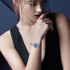 Montre à quartz pour femme, cadran rond en pierre de grès bleue, étanche 3 ATM, bracelet en métal, montre-bracelet élégante pour femme - Product Image 6