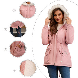 <span class=keywords><strong>Parka</strong></span> à capuche avec garniture en fourrure pour femmes manteau matelassé mi-long veste d'hiver <span class=keywords><strong>doublée</strong></span> en <span class=keywords><strong>polaire</strong></span> isotherme chaud rembourré vêtements d'extérieur d'automne - Product Image 2