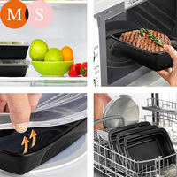 Récipient alimentaire en plastique rectangle noir clair jetable accepte l'impression de LOGO personnalisé boîtes en plastique à emporter pour le déjeuner
