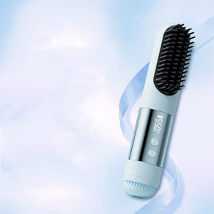 Digital Display <b>USB</b> Rechargeable Ceramic <b>Heating</b> Wireless Hair Straightener Brush Portable Negative Ion Styling Tool - Product Image 2