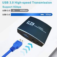 Tarjeta de Captura de Video Hardrock Metal USB 3.0 para HDMI IN/OUT, Entrada/Salida de Audio de 3.5mm, Compatible con Juegos en Vivo, FCC CE