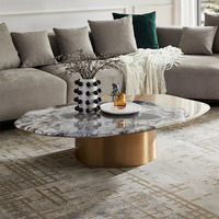 Table basse italienne moderne en acier inoxydable avec design en marbre de luxe pour le salon, la villa ou l'hôtel polygone meubles de maison