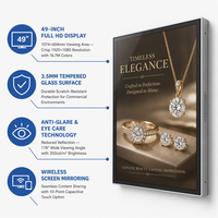 Pantalla Táctil Digital de Señalización de 49 Pulgadas, Montada en Pared, con Pantalla LCD IPS, Resolución 1080P Full HD y Cristal Templado