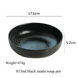 Assiettes de bol en grès <span class=keywords><strong>noir</strong></span> <span class=keywords><strong>mat</strong></span>, vente en gros, restaurant hôtel, maison, bon marché, 12 pièces - Product Image 2